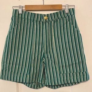 Big Bud Press Work Shorts Size Small - Frontier Stripe Green